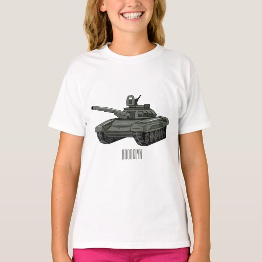 戦車の漫画イラスト Tシャツ (正面)