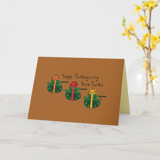 戦車を贈ろう - ユニークな感謝祭のグリーティングカード カード (黄色い花)