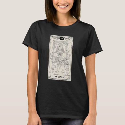 戦車タロットカードオカルト信仰の占い魔法 Tシャツ (正面)