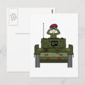 戦車内の英国陸軍兵士のはがき ポストカード (正面/裏面)