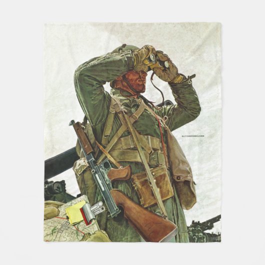 戦車巡視 フリースブランケット (正面)