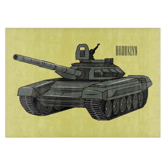 戦車漫画イラストレーション カッティングボード (正面)
