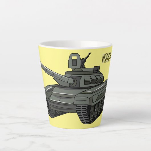 戦車漫画イラストレーション カフェラテマグ (正面)