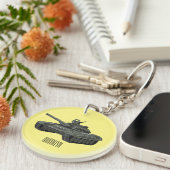 戦車漫画イラストレーション キーホルダー (正面右)