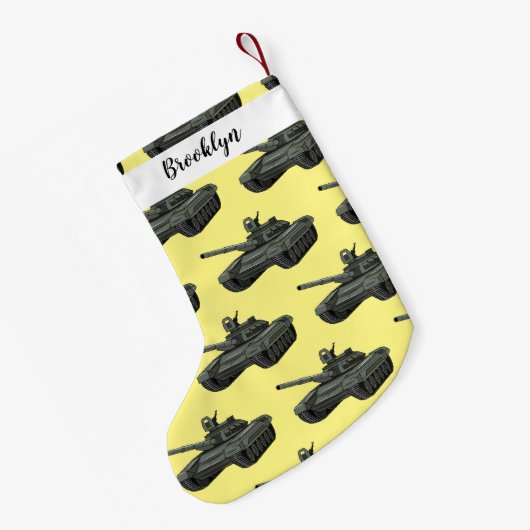戦車漫画イラストレーション スモールクリスマスストッキング (裏面 (吊り時))