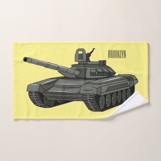 戦車漫画イラストレーション バスタオルセット (ハンドタオル)