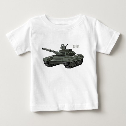戦車漫画イラストレーション ベビーTシャツ (正面)