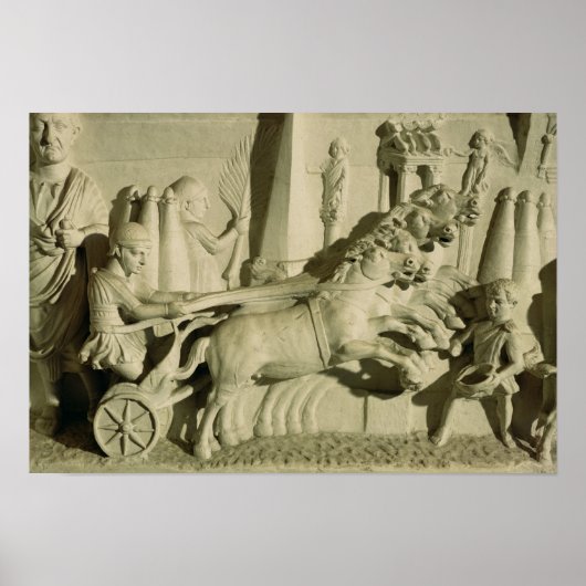 戦車競争を描いたレリーフ、 浮き彫り ポスター (正面)