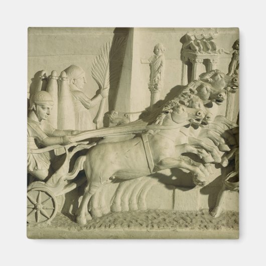 戦車競争を描いたレリーフ、 浮き彫り マグネット (正面)