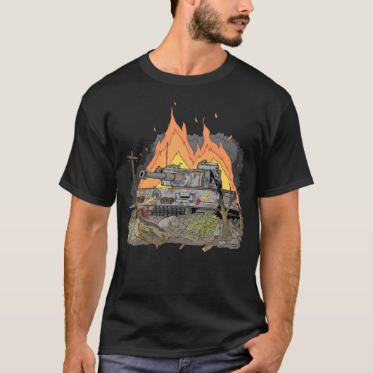 戦闘中のタイガータンクの第2次世界大戦ドイツのパンザー。 Tシャツ (正面)