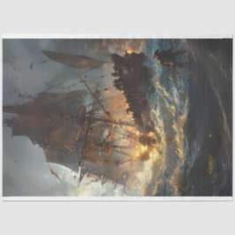 戦闘中の海賊船 薄葉紙