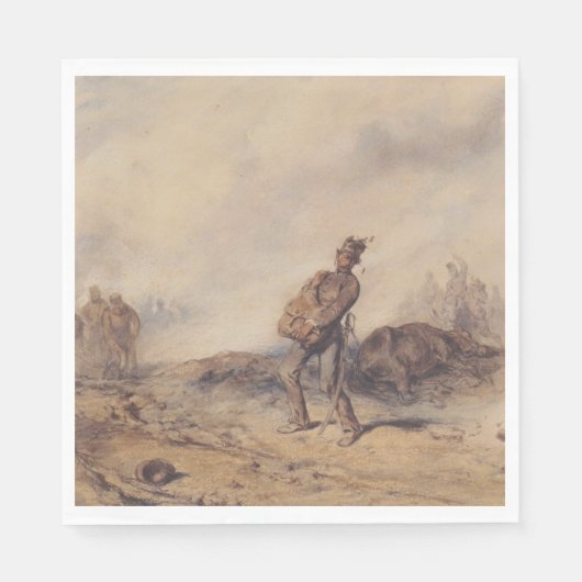 戦闘後の負傷した兵士（戦場） スタンダードランチョンナプキン (正面)