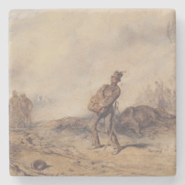 戦闘後の負傷した兵士（戦場） ストーンコースター