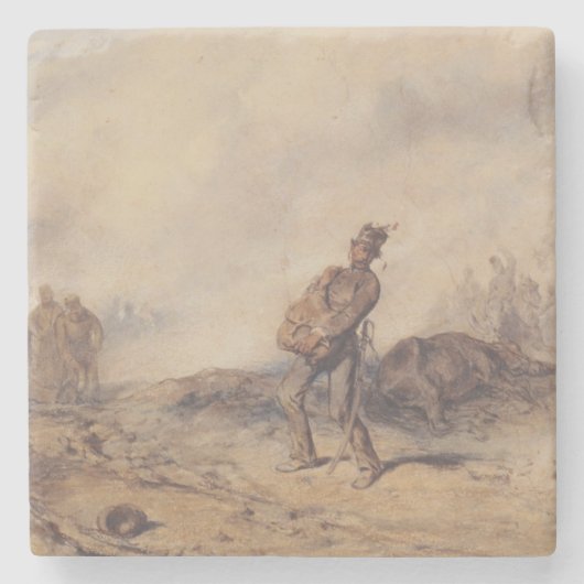 戦闘後の負傷した兵士（戦場） ストーンコースター (正面)