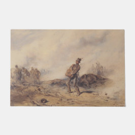 戦闘後の負傷した兵士（戦場） ドアマット