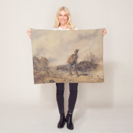 戦闘後の負傷した兵士（戦場） フリースブランケット