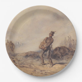 戦闘後の負傷した兵士（戦場） ペーパープレート