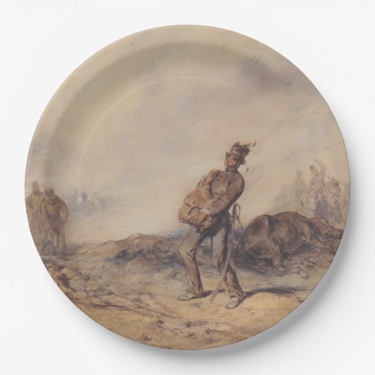 戦闘後の負傷した兵士（戦場） ペーパープレート (正面)