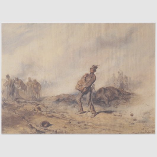 戦闘後の負傷した兵士（戦場） 薄葉紙 (正面)