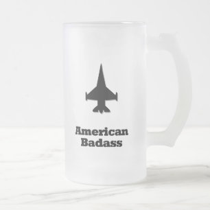 戦闘機のアメリカ人Badass フロストグラスビールジョッキ