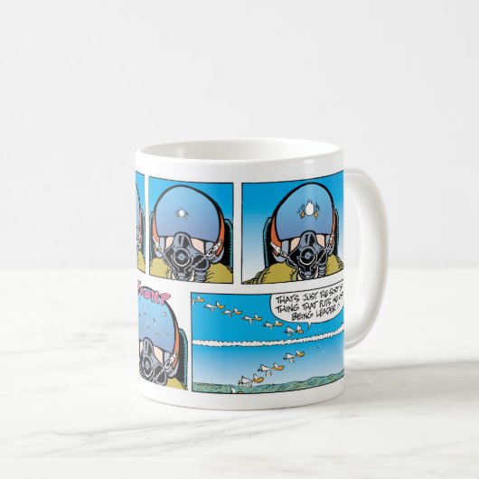 戦闘機のパイロットのおもしろいな漫画のマグ コーヒーマグカップ (正面右)