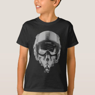 戦闘機のパイロットのヘルメットおよび高度計 Tシャツ