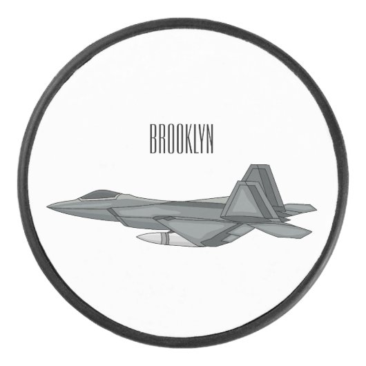 戦闘機の漫画イラストレーション アイスホッケーパック (正面)