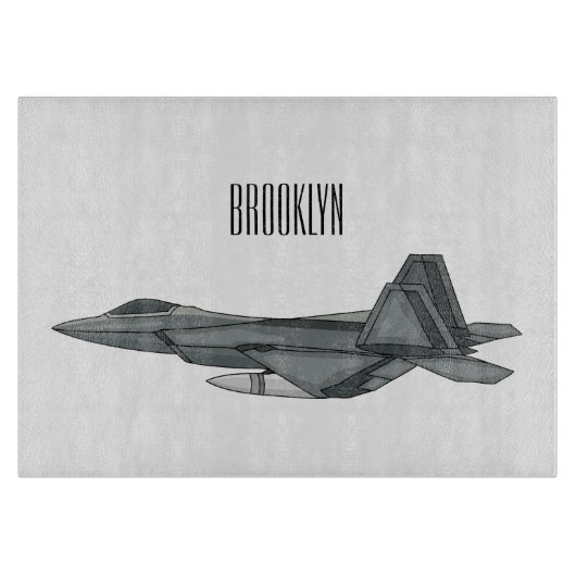 戦闘機の漫画イラストレーション カッティングボード (正面)