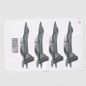 戦闘機の漫画イラストレーション ゴルフタオル (横)