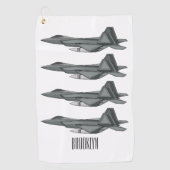 戦闘機の漫画イラストレーション ゴルフタオル (正面)