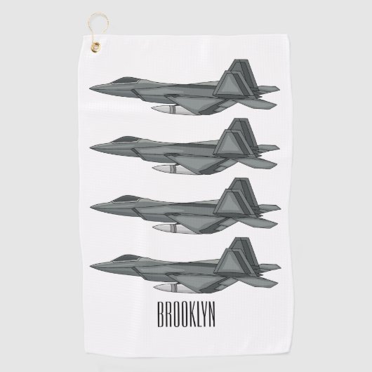 戦闘機の漫画イラストレーション ゴルフタオル (正面)