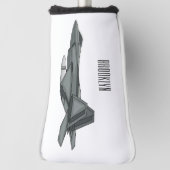 戦闘機の漫画イラストレーション ゴルフヘッドカバー (回転90)