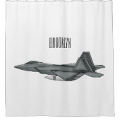 戦闘機の漫画イラストレーション シャワーカーテン (正面)