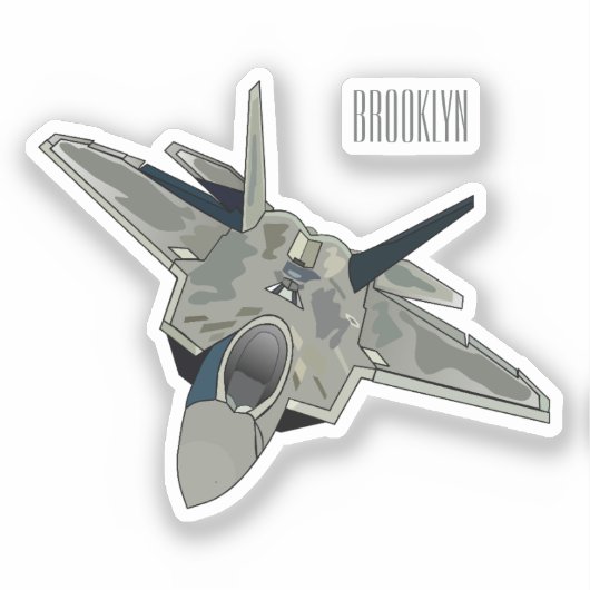 戦闘機の漫画イラストレーション シール (正面)