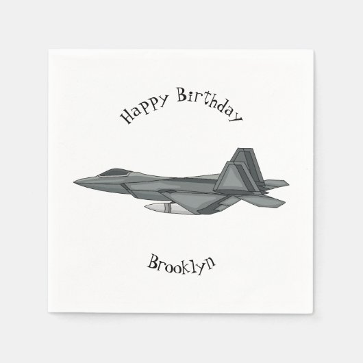 戦闘機の漫画イラストレーション スタンダードカクテルナプキン (正面)