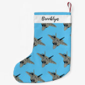 戦闘機の漫画イラストレーション スモールクリスマスストッキング (裏面)