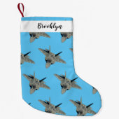 戦闘機の漫画イラストレーション スモールクリスマスストッキング (正面)