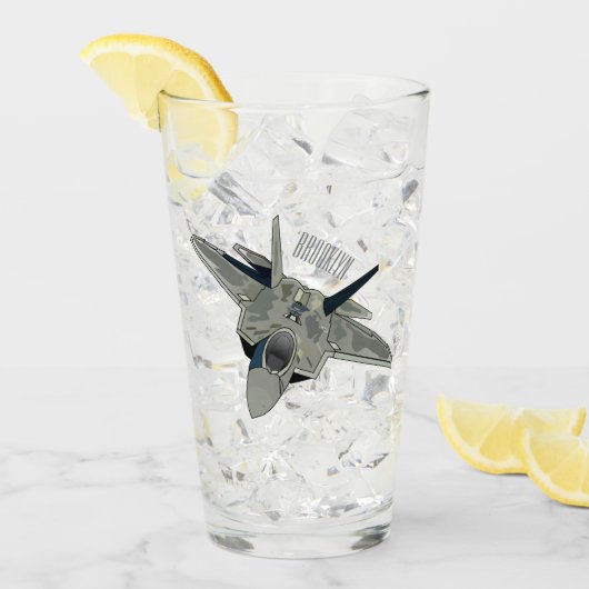 戦闘機の漫画イラストレーション タンブラーグラス (アイス正面)