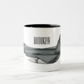 戦闘機の漫画イラストレーション ツートーンマグカップ (中央)