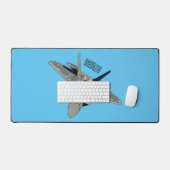 戦闘機の漫画イラストレーション デスクマット (キーボード&マウス)