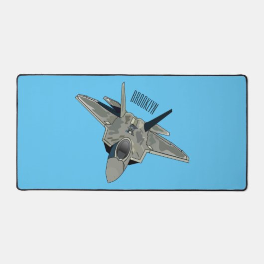 戦闘機の漫画イラストレーション デスクマット (正面)