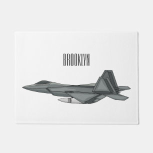 戦闘機の漫画イラストレーション ドアマット