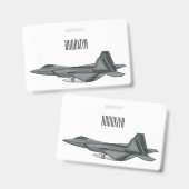 戦闘機の漫画イラストレーション バッジ (正面＆裏面)