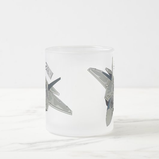 戦闘機の漫画イラストレーション フロストグラスマグカップ (中央)
