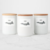 戦闘機の漫画イラストレーション フードラベル (ボトル)