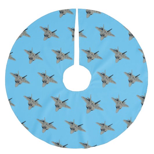 戦闘機の漫画イラストレーション ブラッシュドポリエステルツリースカート (正面)