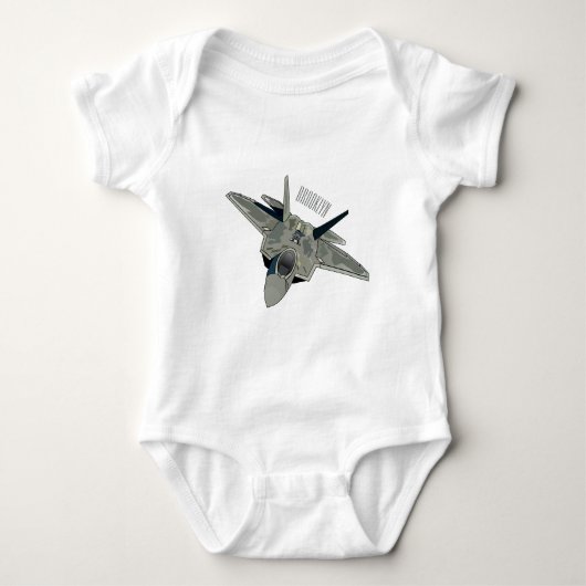 戦闘機の漫画イラストレーション ベビーボディスーツ (正面)