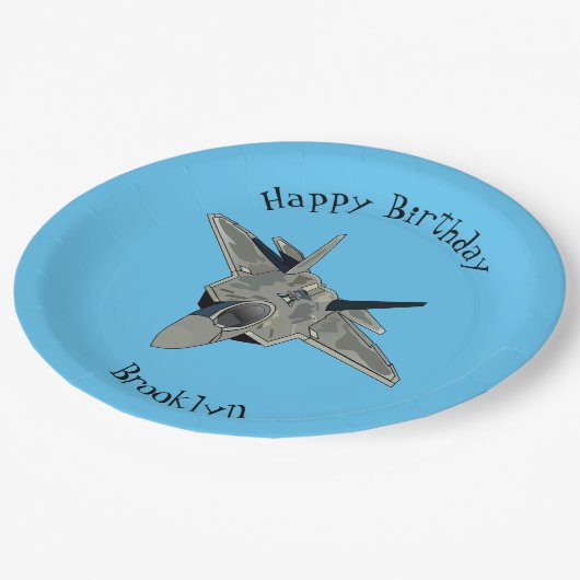 戦闘機の漫画イラストレーション ペーパープレート (アングル)