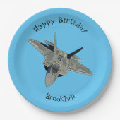 戦闘機の漫画イラストレーション ペーパープレート (正面)