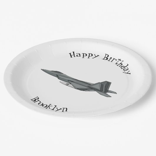 戦闘機の漫画イラストレーション ペーパープレート (アングル)